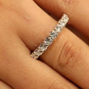 🤍14k White Gold Half Eternity Band Stackable Ring